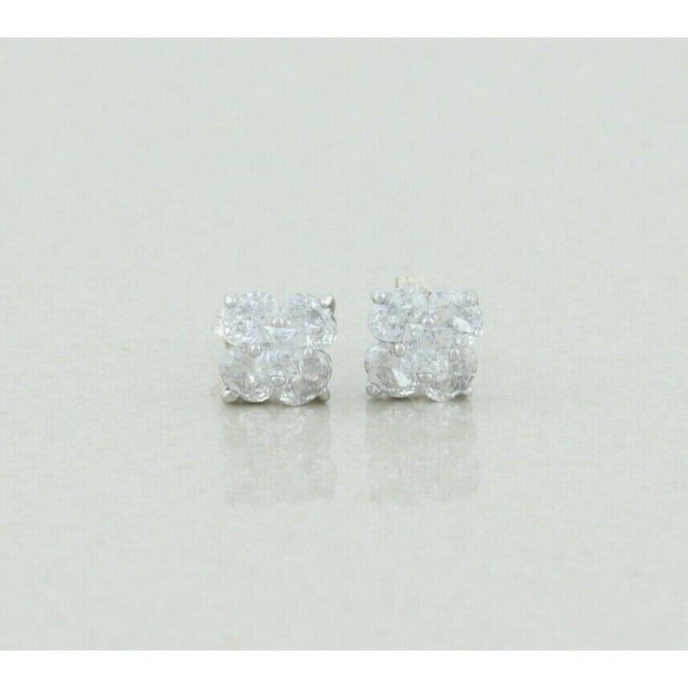 Sterling Silver White CZ Earrings Stud Post Earrings Sparkly and Pretty